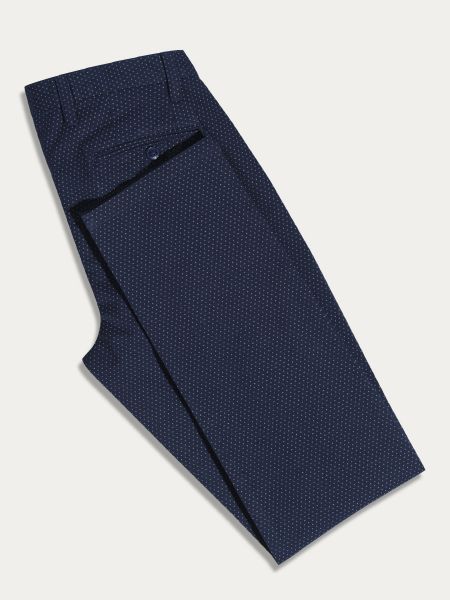 Granatowe bawełniane spodnie chino slim w beżowy wzór PRIME RICCARDO
