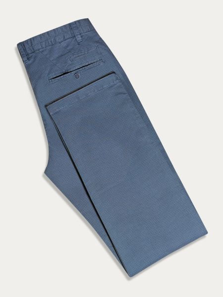 Szaro-niebieskie bawełniane spodnie chino slim z wzorem TORINO 3