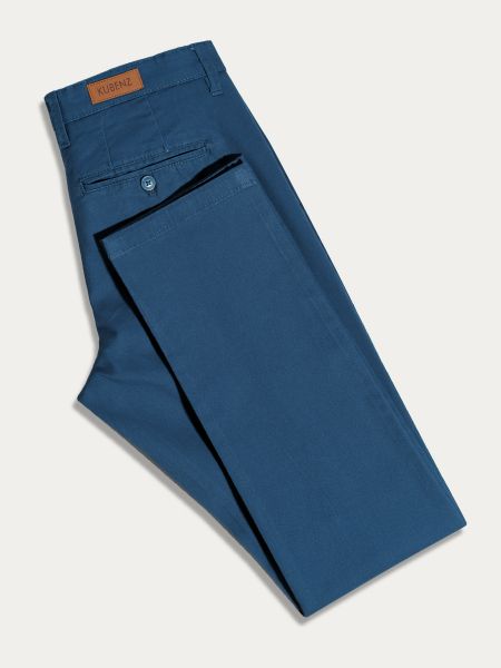 Niebieskie bawełniane spodnie chino slim MARLOW