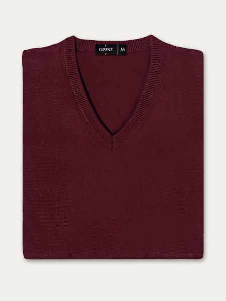 Bordowy bawełniany sweter w serek 6/CARINI