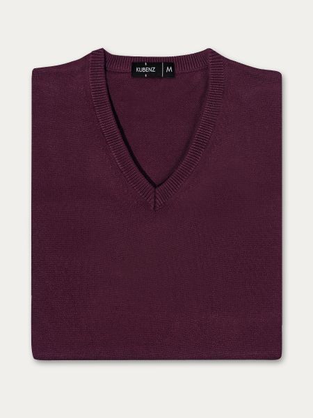 Śliwkowy bawełniany sweter w serek 6/CARINI