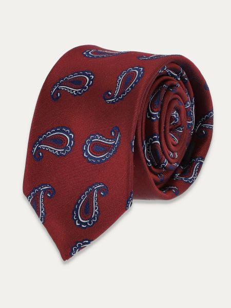 Bordowy krawat męski wzór