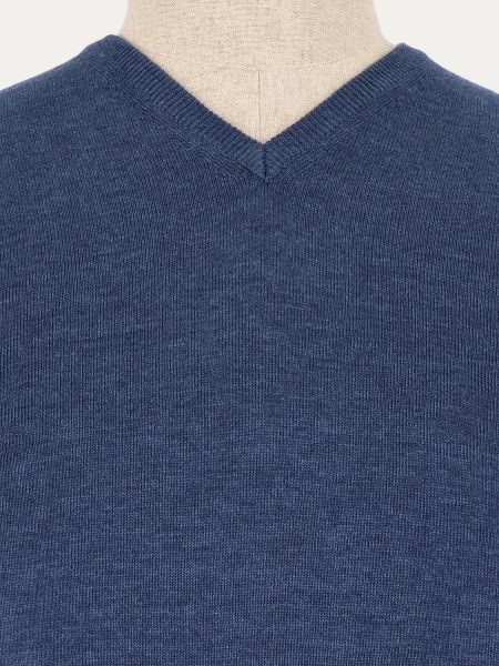 Jeansowy sweter z gładkiej dzianiny w serek 7/CARINI