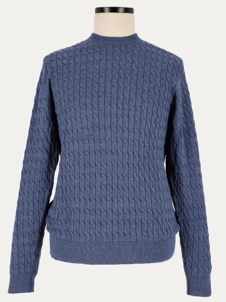 Jeansowy sweter z bawełny o warkoczowym splocie BOLD