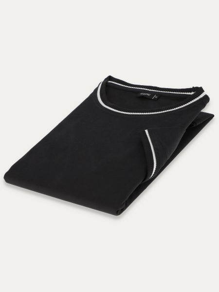 Bawełniany t-shirt męski z lamówką w kolorze czarnym