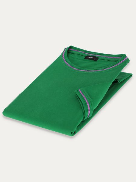 Bawełniany t-shirt męski w kolorze zielonym z lamówką