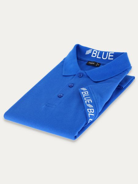 Kobaltowa bawełniana koszulka polo FINO slim w sportowym looku