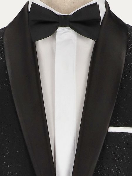 Czarny elegancki garnitur z domieszką wełny PRIME SATURN z unikatowym srebrym mikrowzorem