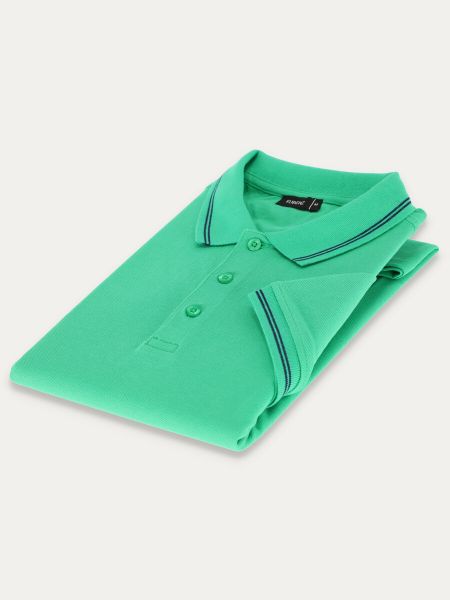 Zielona bawełniana koszulka polo HACKNEY slim ze zdobną lamówką
