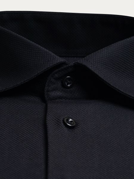 Czarna bawełniana koszula slim z delikatnym mikrowzorem CATHAL 2