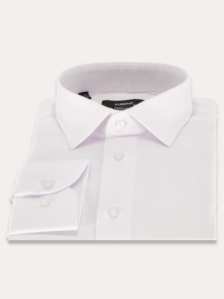 Biała elegancka koszula regular z delikatnym mikrowzorem DARAY