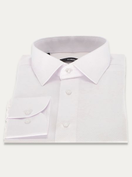 Biała elegancka koszula regular z delikatnym mikrowzorem AILIN