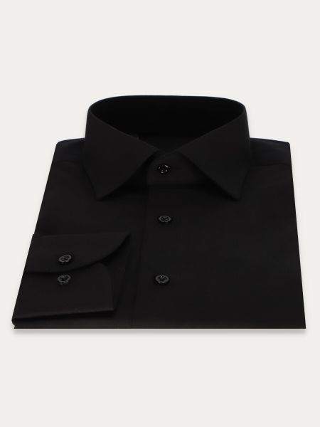 Czarna elegancka koszula slim z bawełny Akozan 2