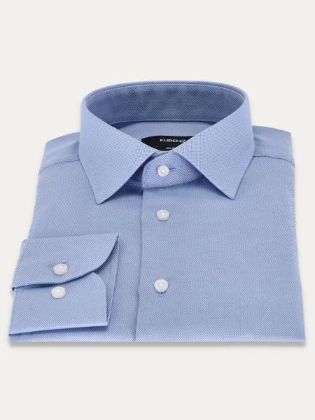 Błękitna koszula slim z tkaniny oxford EOIN