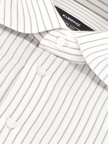 Biała bawełniana koszula slim w paski CEDRIC
