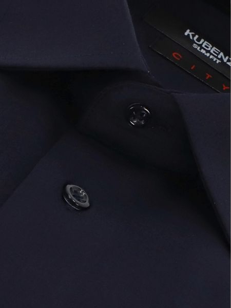 Granatowa klasyczna koszula slim na guziki gładka AYAZ