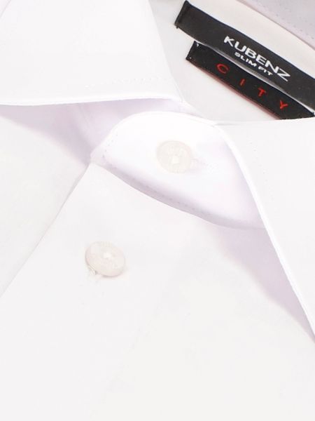 Biała klasyczna koszula slim na guziki gładka ADEM