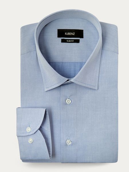 Niebieska klasyczna bawełniana koszula slim gładka SERGE