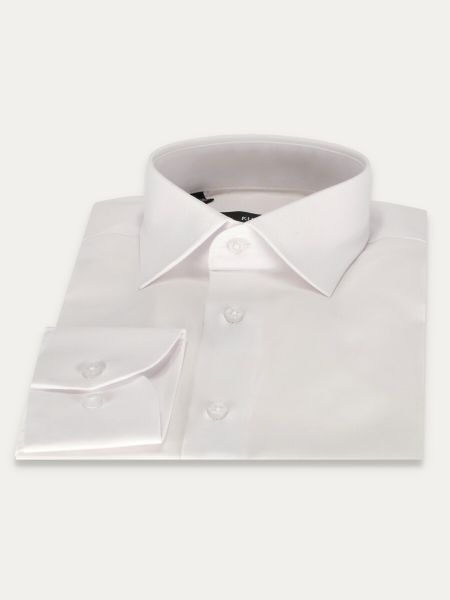 Biała klasyczna koszula slim z bawełny Massimo