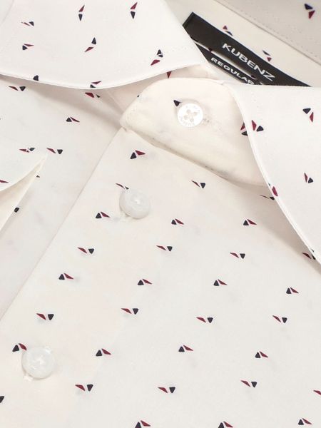 Biała bawełniana koszula regular w granatowo-bordowe trójkąty SANTINO
