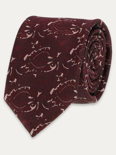 Bordowy krawat męski w oryginalny wzór