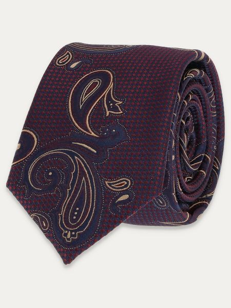 Bordowy krawat męski we wzór paisley