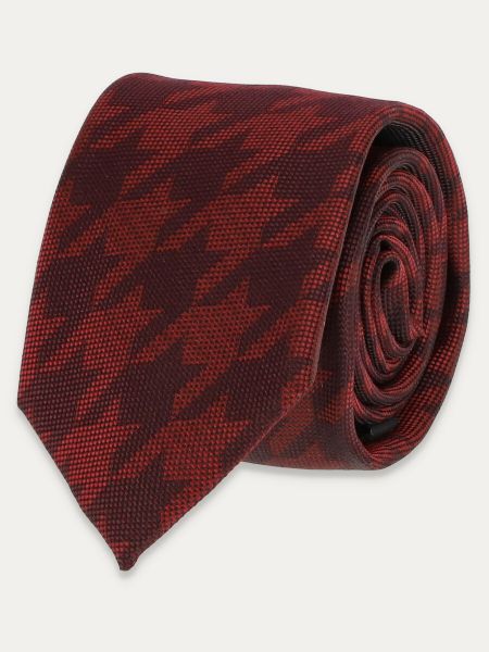 Bordowy krawat męski z wzorem pepita