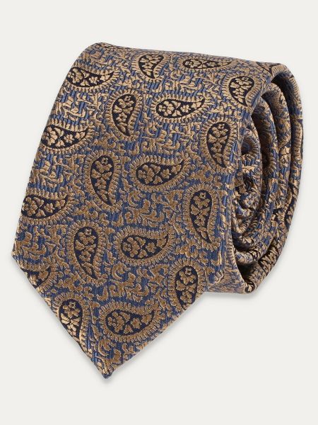 Beżowy krawat męski we wzór paisley