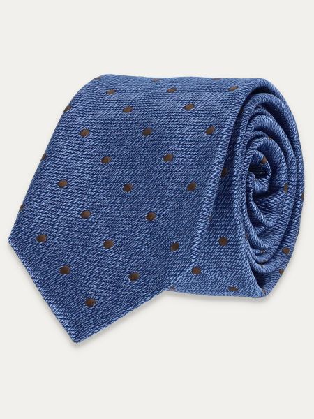Niebieski krawat męski w kropki