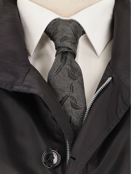 Czarny jednorzędowy płaszcz slim z wysoką stójką PARK 5