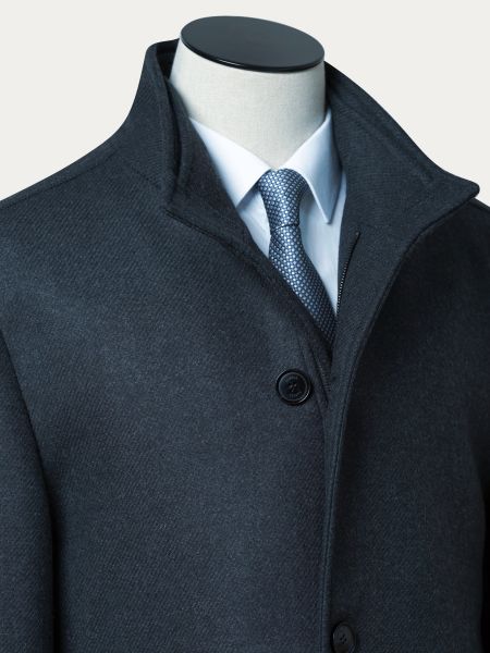 Antracytowy płaszcz slim z efektem melanżu PRIME MONTE