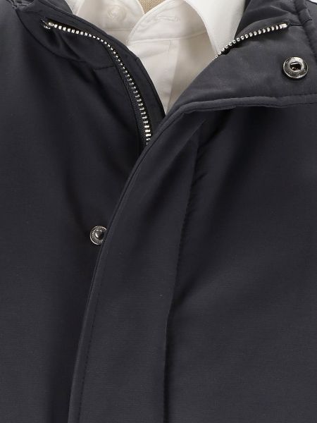 Granatowa jesienna kurtka slim z krytą plisą ROGER 1