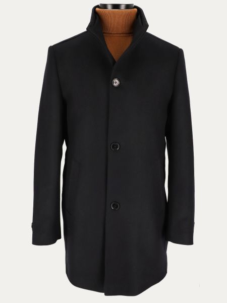 Czarny wełniany płaszcz slim MAC BLACK