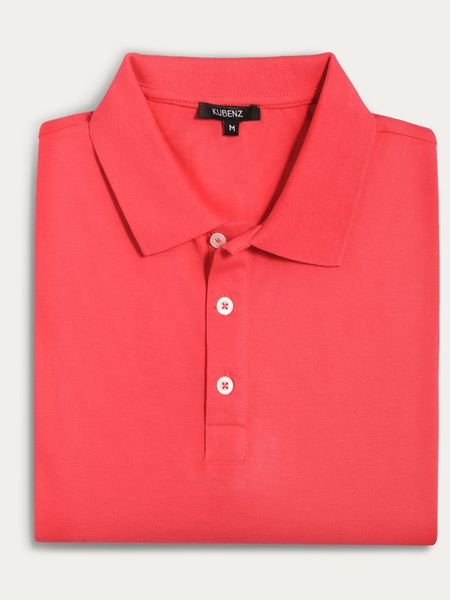 Czerwona bawełniana koszulka polo slim Luca