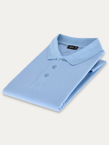 Błękitna koszulka polo SELLE slim z bawełny typu pikque