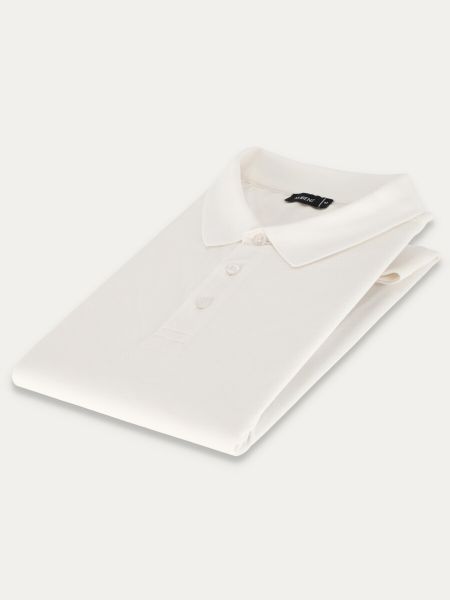 Biała koszulka polo SELLE slim z bawełny typu pikque