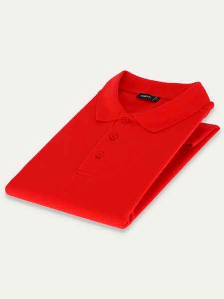 Czerwona koszulka polo SELLE slim z bawełny typu pikque