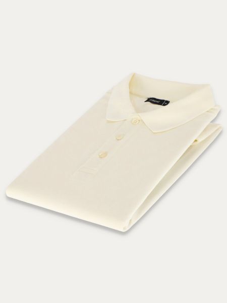 Kremowa koszulka polo SELLE slim z bawełny typu pikque