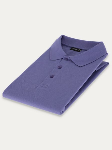 Fioletowa koszulka polo SELLE slim z bawełny typu pikque
