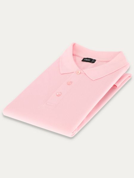 Różowa koszulka polo SELLE slim z bawełny typu pikque