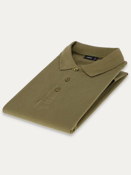 Koszulka polo SELLE slim w kolorze khaki z bawełny typu pikque