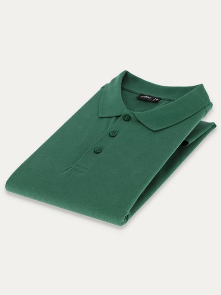 Zielona koszulka polo SELLE slim z bawełny typu pikque