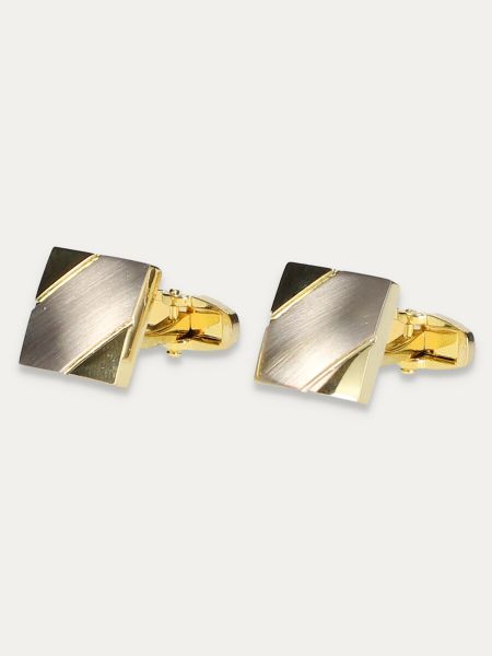 Złote spinki do mankietów o kwadratowym kształcie ze stali szlachetnej