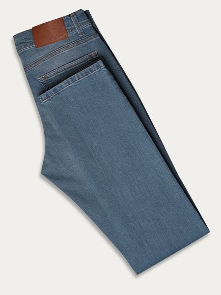 Niebieskie bawełniane jeansy slim 5-pocket 3856