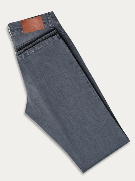 Szare bawełniane spodnie jeansowe slim 5-pocket 9307