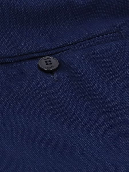 Granatowe bezpatkowe spodnie garniturowe slim z mikrowzorem AMAZON