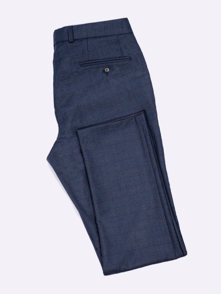 Niebieskie eleganckie spodnie garniturowe slim w kratę OTTO 5