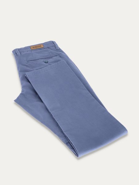 Błękitne bawełniane spodnie chino slim gładkie MARLOW