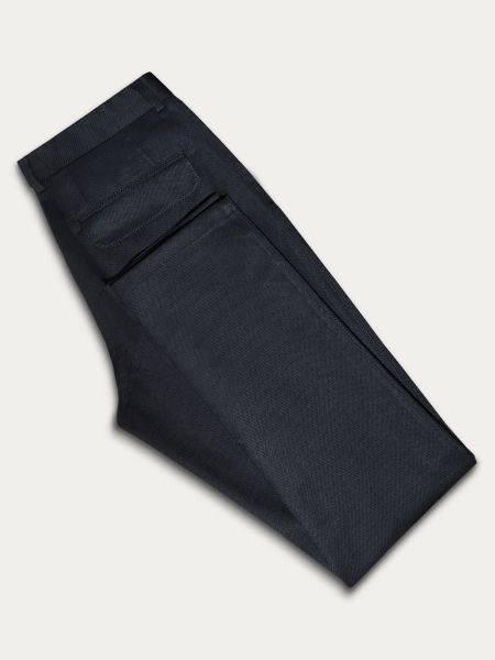 Granatowe eleganckie spodnie slim z patkami gładkie MARTIN NAVY