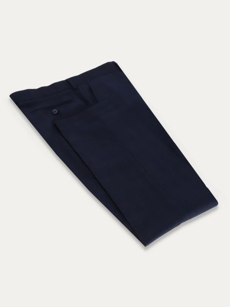 Granatowe spodnie garniturowe slim w delikatną kratę MIX COLE
